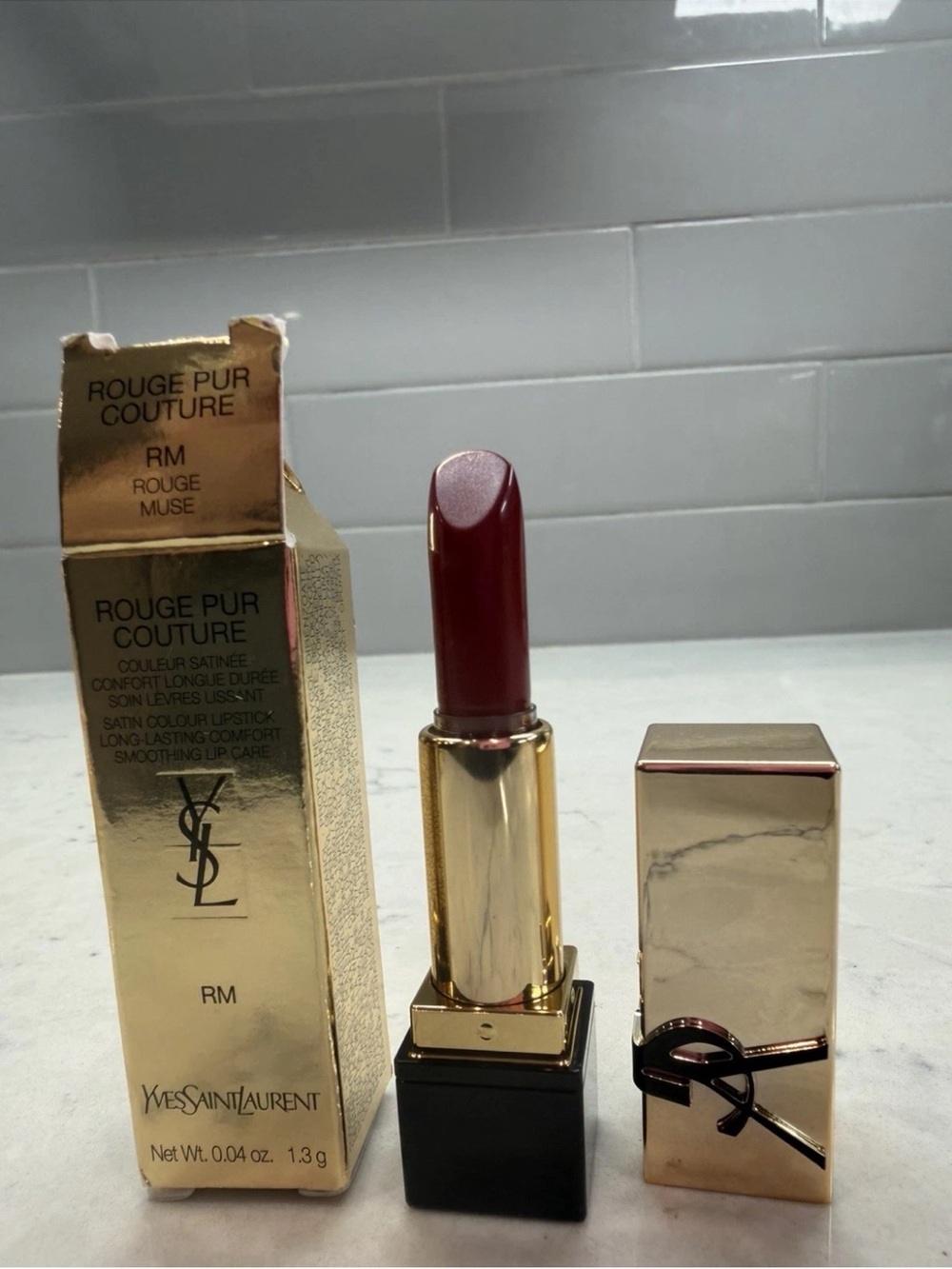 Yves Saint Laurent Lipstick in Deep Red with Gold Case